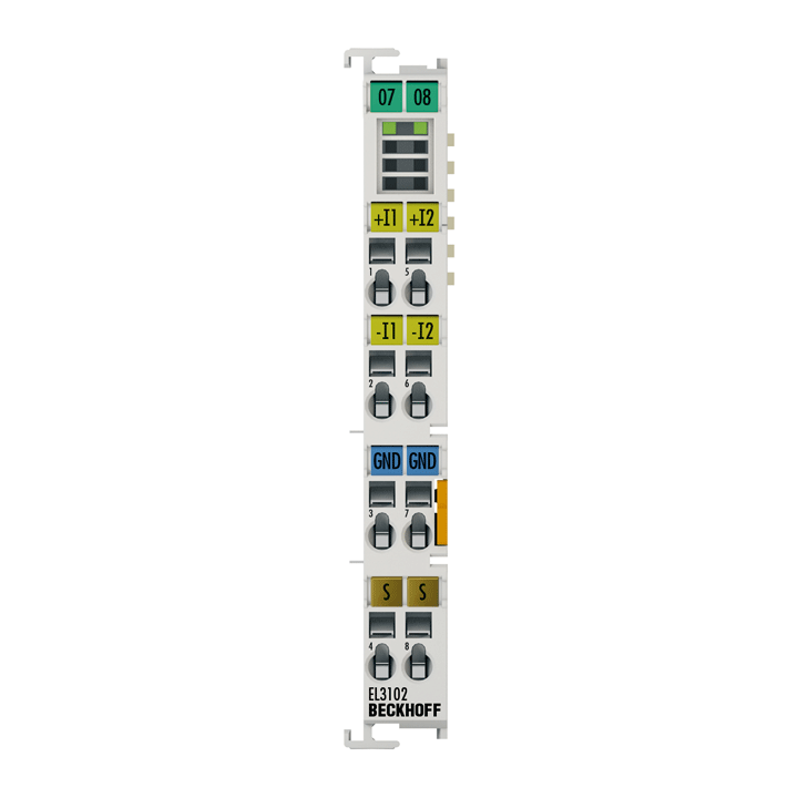 EL3102 | EtherCAT 端子模块，2 通道模拟量输入，±10 V，16 位，差分输入