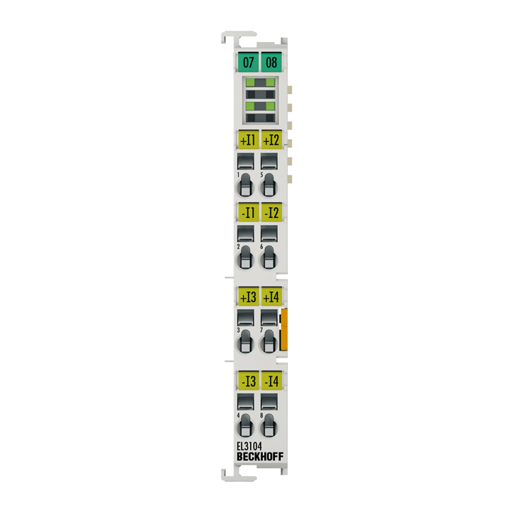 EL3104 | EtherCAT 端子模块，4 通道模拟量输入，±10 V，16 位，差分输入