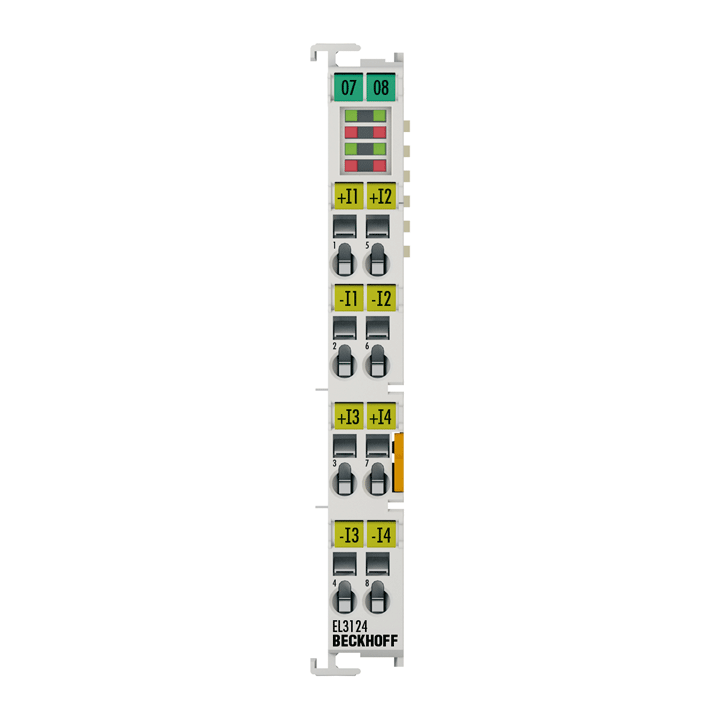 EL3124 | EtherCAT-Klemme, 4-Kanal-Analog-Eingang, Strom, 4…20 mA, 16 Bit, differentiell