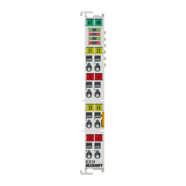 EL3154 | EtherCAT-Klemme, 4-Kanal-Analog-Eingang, Strom, 4…20 mA, 16 Bit, single-ended