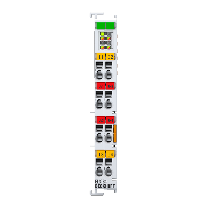 EL3184 | EtherCAT Terminal, 4-channel analog input, current, 4…20 mA, 16 bit, single-ended, HART