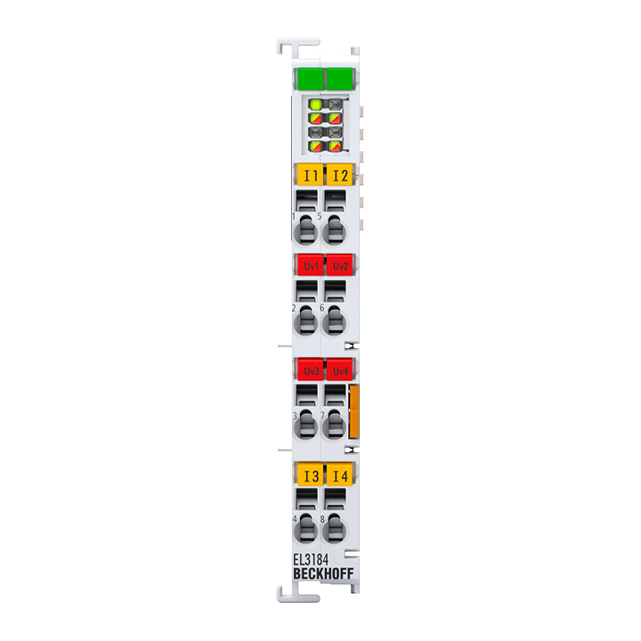 EL3184 | EtherCAT Terminal, 4-channel analog input, current, 4…20 mA, 16 bit, single-ended, HART