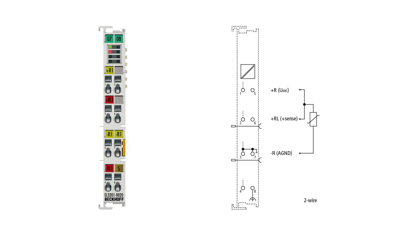 EL3201-0020 | EtherCAT-Klemme, 1-Kanal-Analog-Eingang, Temperatur, RTD (Pt100), 16 Bit, hochpräzise, werkskalibriert