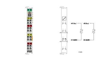 EL3202-0010 | EtherCAT-Klemme, 2-Kanal-Analog-Eingang, Temperatur, RTD (Pt100), 16 Bit, hochpräzise