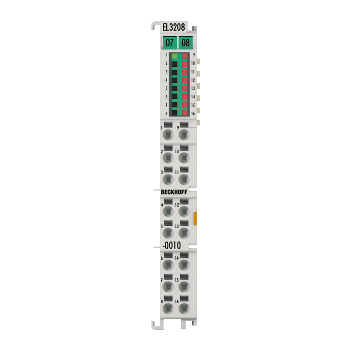 EL3208-0010 | EtherCAT Terminal, 8-channel analog input, temperature, RTD (Pt1000, NTC), 16 bit