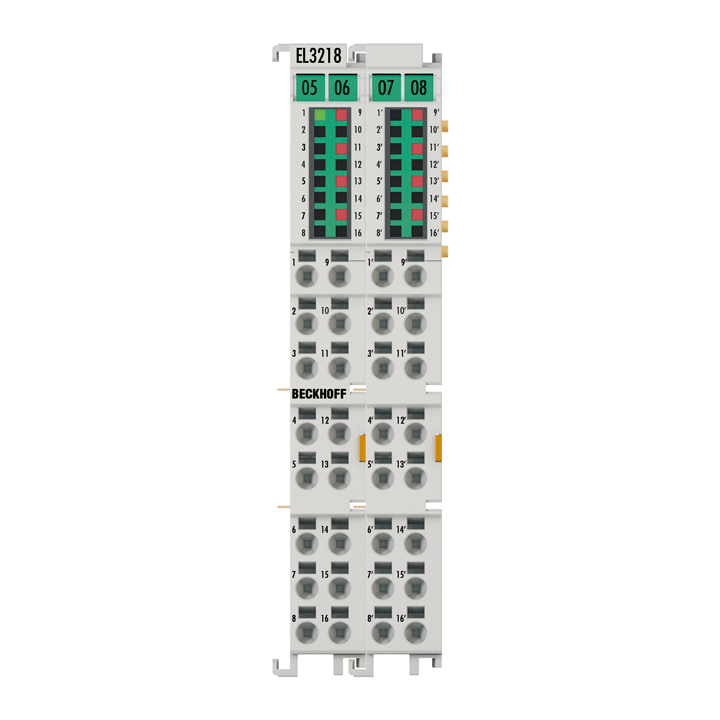 EL3218 | EtherCAT-Klemme, 8-Kanal-Analog-Eingang, Temperatur, RTD (Pt100), 16 Bit, 3-Leiteranschluss