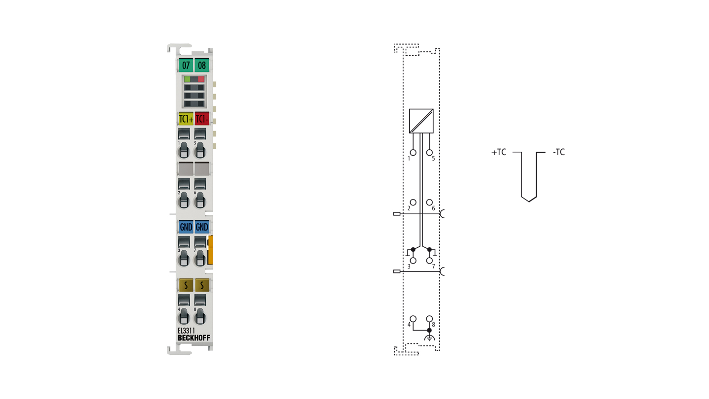 EL3311 | EtherCAT-Klemme, 1-Kanal-Analog-Eingang, Temperatur, Thermoelement, 16 Bit