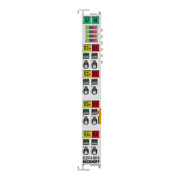 EL3314-0010 | EtherCAT 端子模块，4 通道模拟量输入，温度，热电偶，24 位，高精度