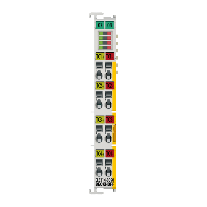 EL3314-0090 | EtherCAT Terminal, 4-channel analog input, temperature, thermocouple, 16 bit, TwinSAFE SC