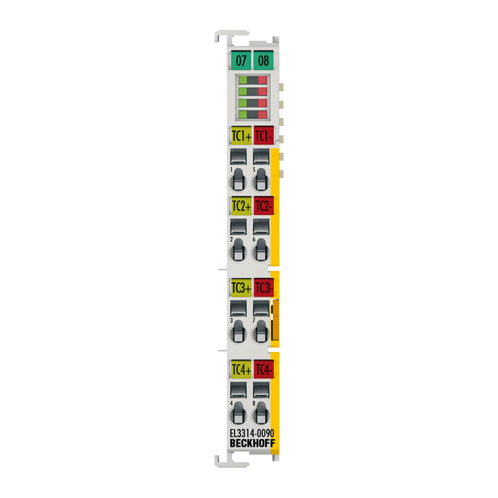 EL3314-0090 | EtherCAT Terminal, 4-channel analog input, temperature, thermocouple, 16 bit, TwinSAFE SC