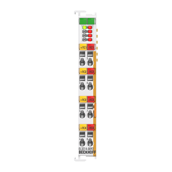 EL3314-0092 | EtherCAT Terminal, 4-channel analog input, temperature, thermocouple, 24 bit, galvanically isolated, TwinSAFE SC