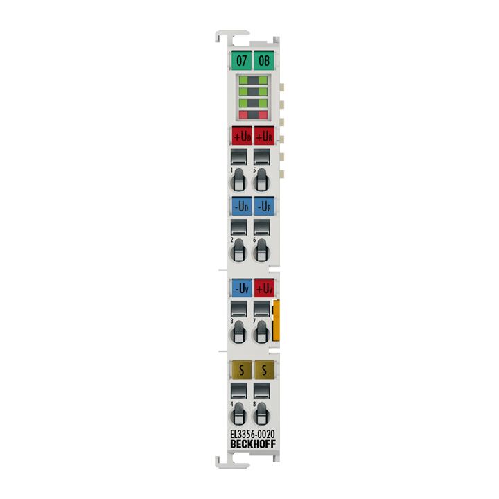 EL3356-0020 | EtherCAT Terminal, 1-channel analog input, measuring bridge, full bridge, 24 bit, high-precision, factory calibrated