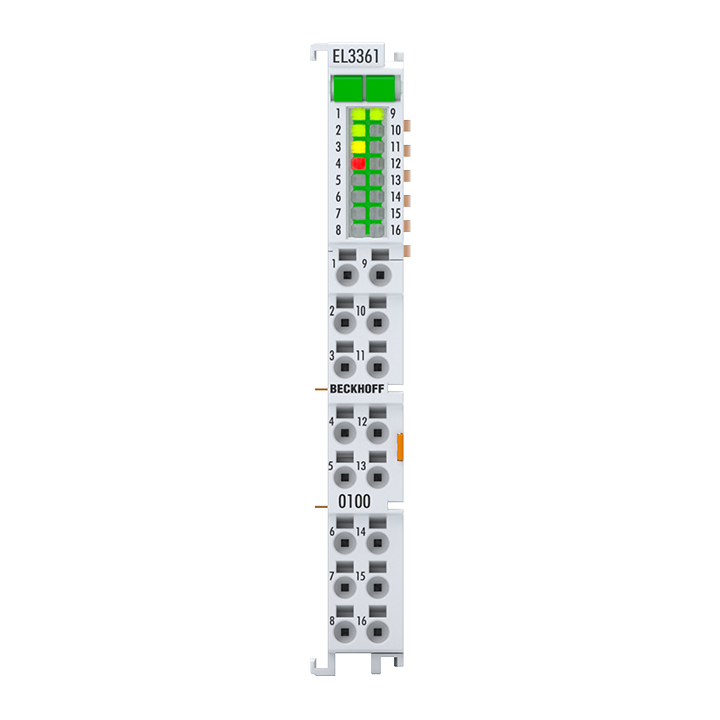 EL3361-0100 | EtherCAT-Klemme, 1-Kanal-Analog-Eingang, Messbrücke, Vollbrücke, 24 Bit, Sensorversorgung 10 V DC