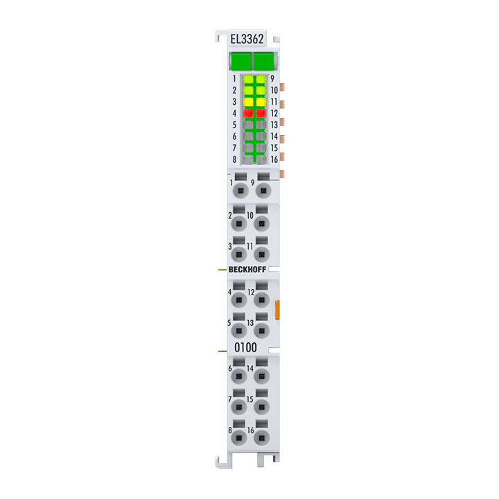 EL3362-0100 | EtherCAT Terminal, 2-channel analog input, measuring bridge, full bridge, 24 bit, sensor supply 10 V DC