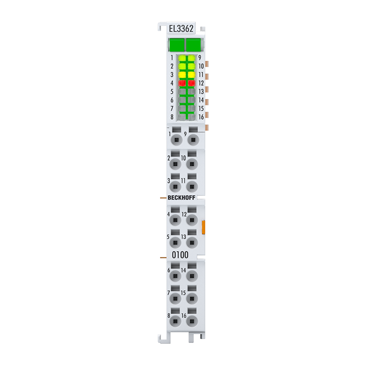 EL3362-0100 | EtherCAT Terminal, 2-channel analog input, measuring bridge, full bridge, 24 bit, sensor supply 10 V DC