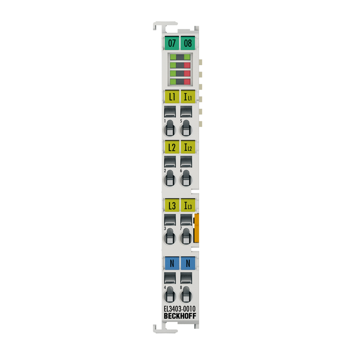 EL3403-0010 | EtherCAT-Klemme, 3-Kanal-Analog-Eingang, Leistungsmessung, 500 V AC, 5 A, 16 Bit