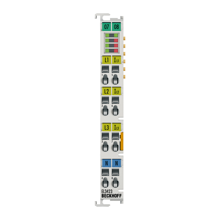 EL3423 | EtherCAT Terminal, 3-channel analog input, power measurement, 480 V AC/DC, 1 A, 24 bit