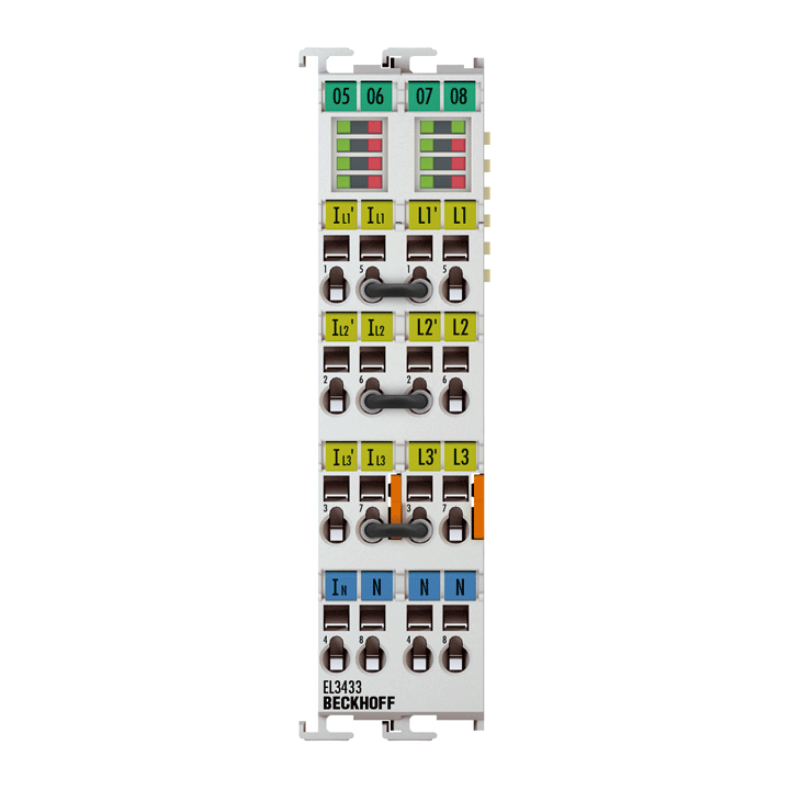 EL3433 | EtherCAT-Klemme, 3-Kanal-Analog-Eingang, Leistungsmessung, 500 V AC, 10 A, 16 Bit