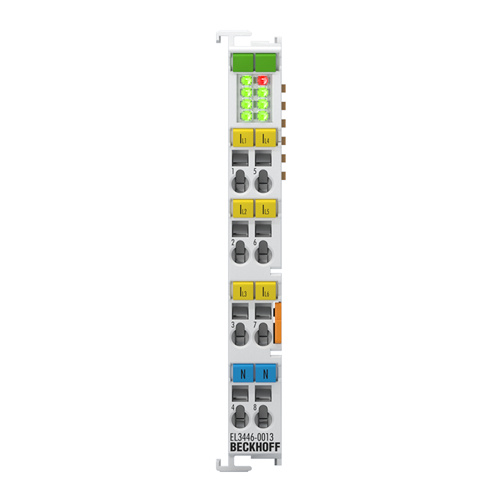 EL3446-0013 | EtherCAT Terminal, 6-channel analog input, current, 333 mV, 24 bit, distributed power measurement