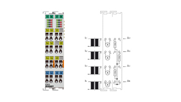 EL3453 | EtherCAT Terminal, 3-channel analog input, power measurement, 690 V AC, 0.1/1/5 A, 24 bit, electrically isolated