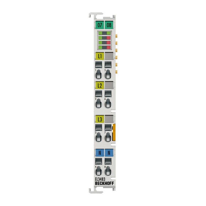 EL3483 | EtherCAT Terminal, 3-channel analog input, mains monitor, 480 V AC, 24 bit