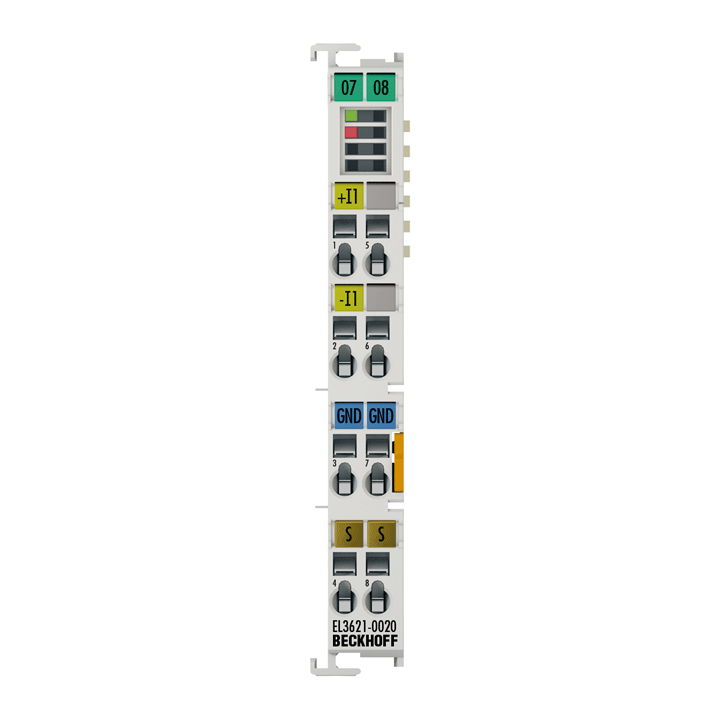 EL3621-0020 | EtherCAT 端子模块，单通道模拟量输入，电流，4…20 mA，24 位，高精度，工厂校准