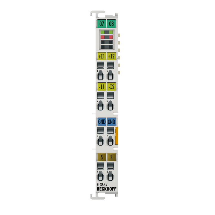 EL3632 | EtherCAT Terminal, 2-channel analog input, IEPE/accelerometer, 16 bit, 50 ksps