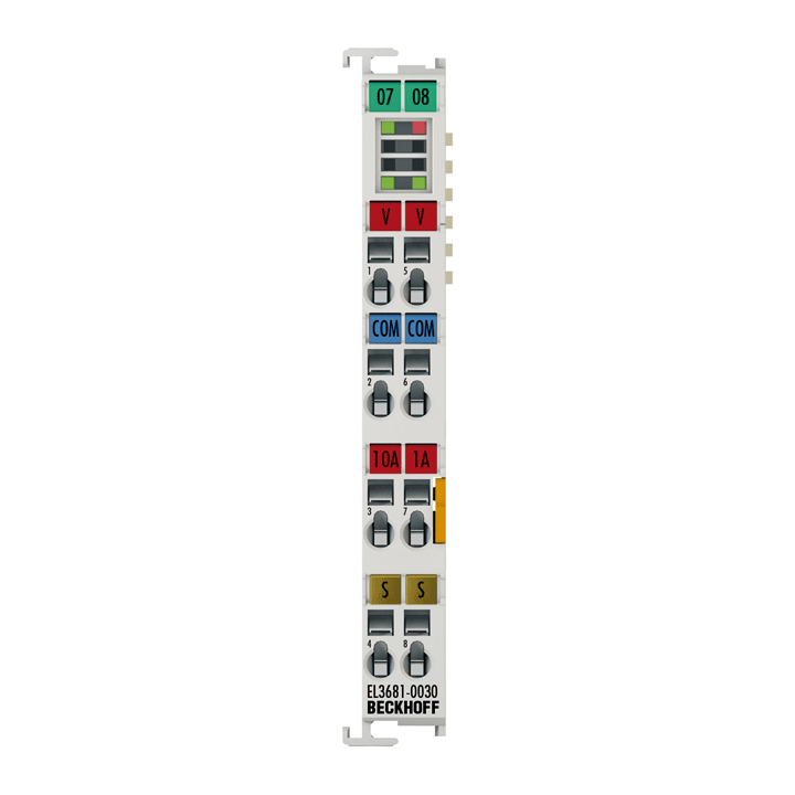 EL3681-0030 | EtherCAT Terminal, 1-channel analog input, multimeter, 300 V AC/DC, 10 A, 19 bit, externally calibrated