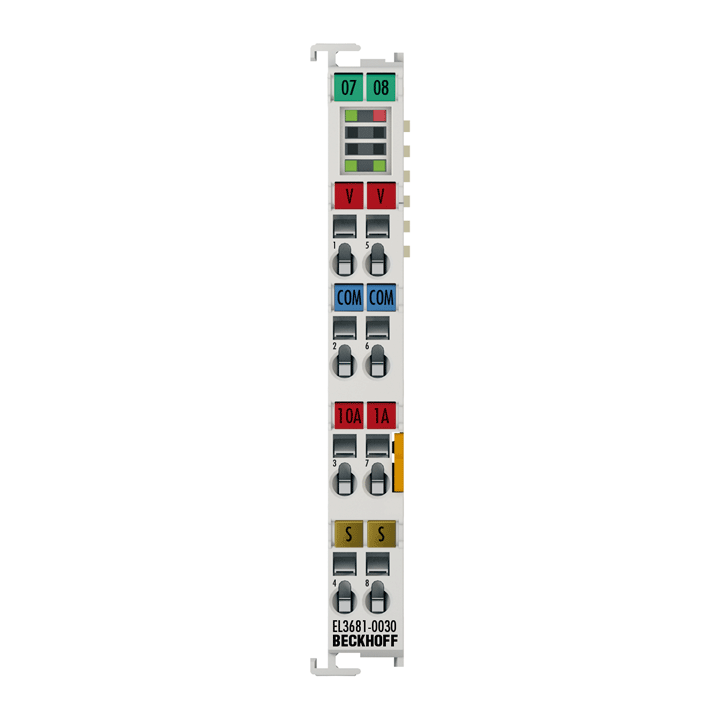 EL3681-0030 | EtherCAT Terminal, 1-channel analog input, multimeter, 300 V AC/DC, 10 A, 19 bit, externally calibrated