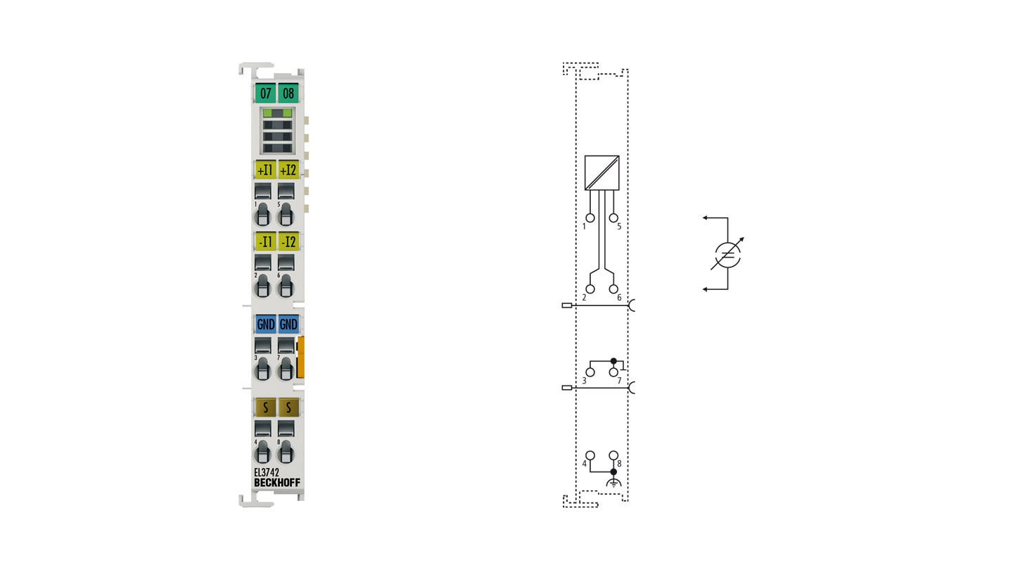 EL3742 | EtherCAT 端子模块，2 通道模拟量输入，电流，0…20 mA，16 位，超采样