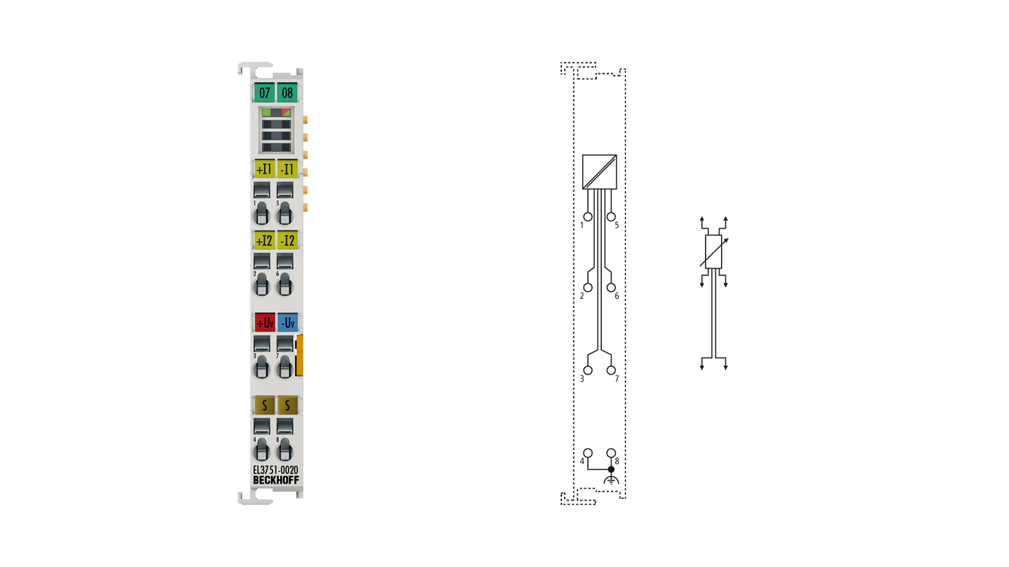 EL3751-0024 | EtherCAT Terminal, 1-channel analog input, temperature, RTD (Pt100), 24 bit, 10 ksps, factory calibrated