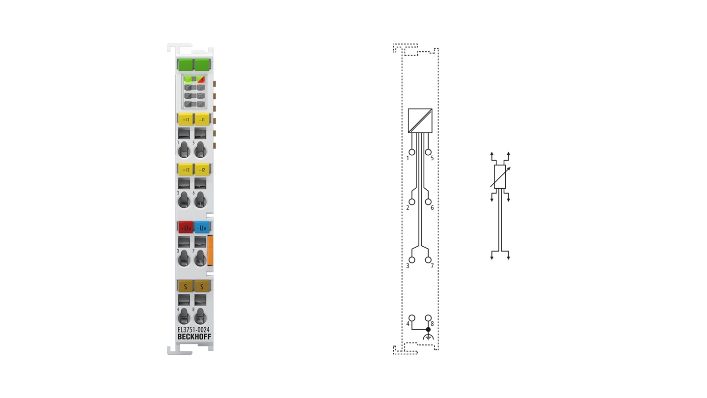 EL3751-0024 | EtherCAT Terminal, 1-channel analog input, temperature, RTD (Pt100), 24 bit, 10 ksps, factory calibrated