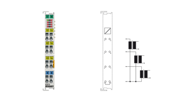 EL3773 | EtherCAT Terminal, 3-channel analog input, multi-function, 500 V AC/DC, 1 A, 16 bit, 10 ksps, oversampling
