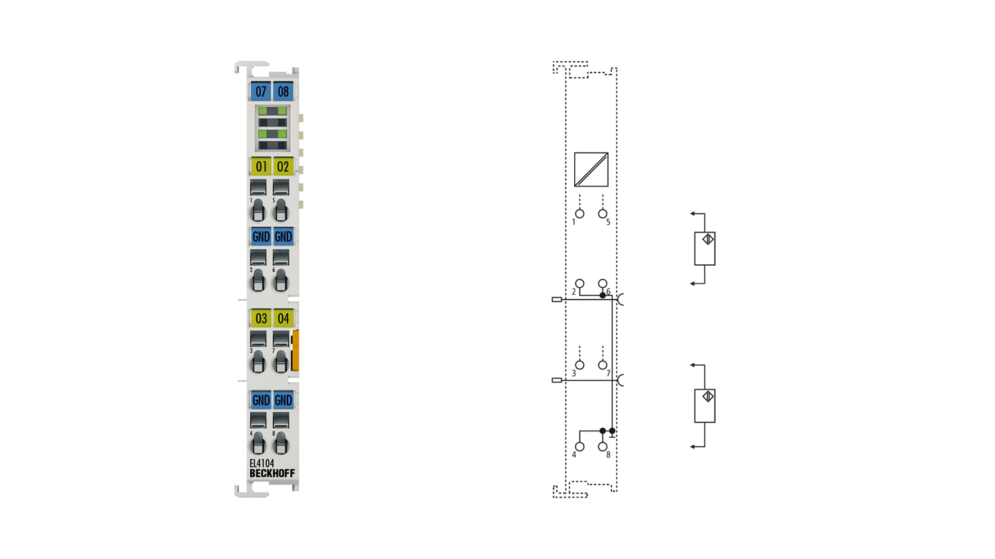 EL4104 | EtherCAT Terminal, 4-channel analog output, voltage, 0…10 V, 16 bit