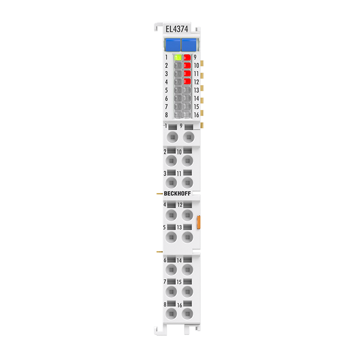 EL4374 | EtherCAT Terminal, 2-channel analog input + 2-channel analog output, multi-function, ±10 V, ±20 mA, 16 bit, 2 ksps