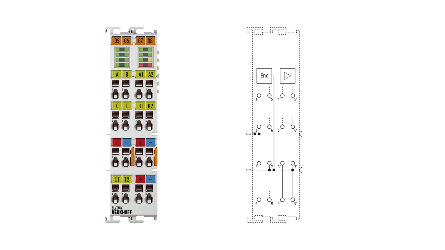 EL7047 | EtherCAT Terminal, 1-channel motion interface, stepper motor, 48 V DC, 5 A, vector control, with incremental encoder