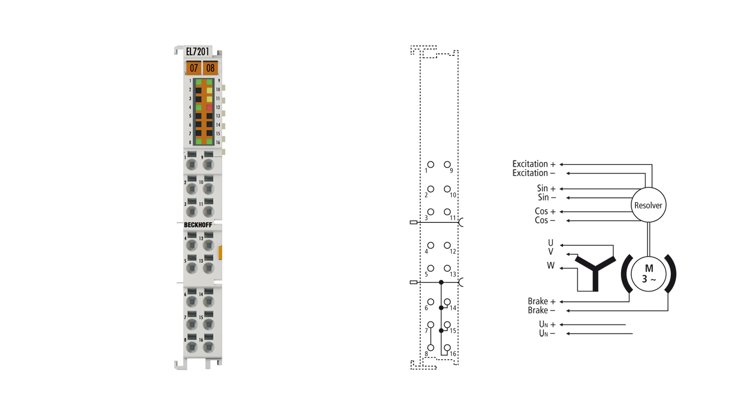 EL7201 | EtherCAT Terminal, 1-channel motion interface, servomotor, 48 V DC, 2.8 A, resolver