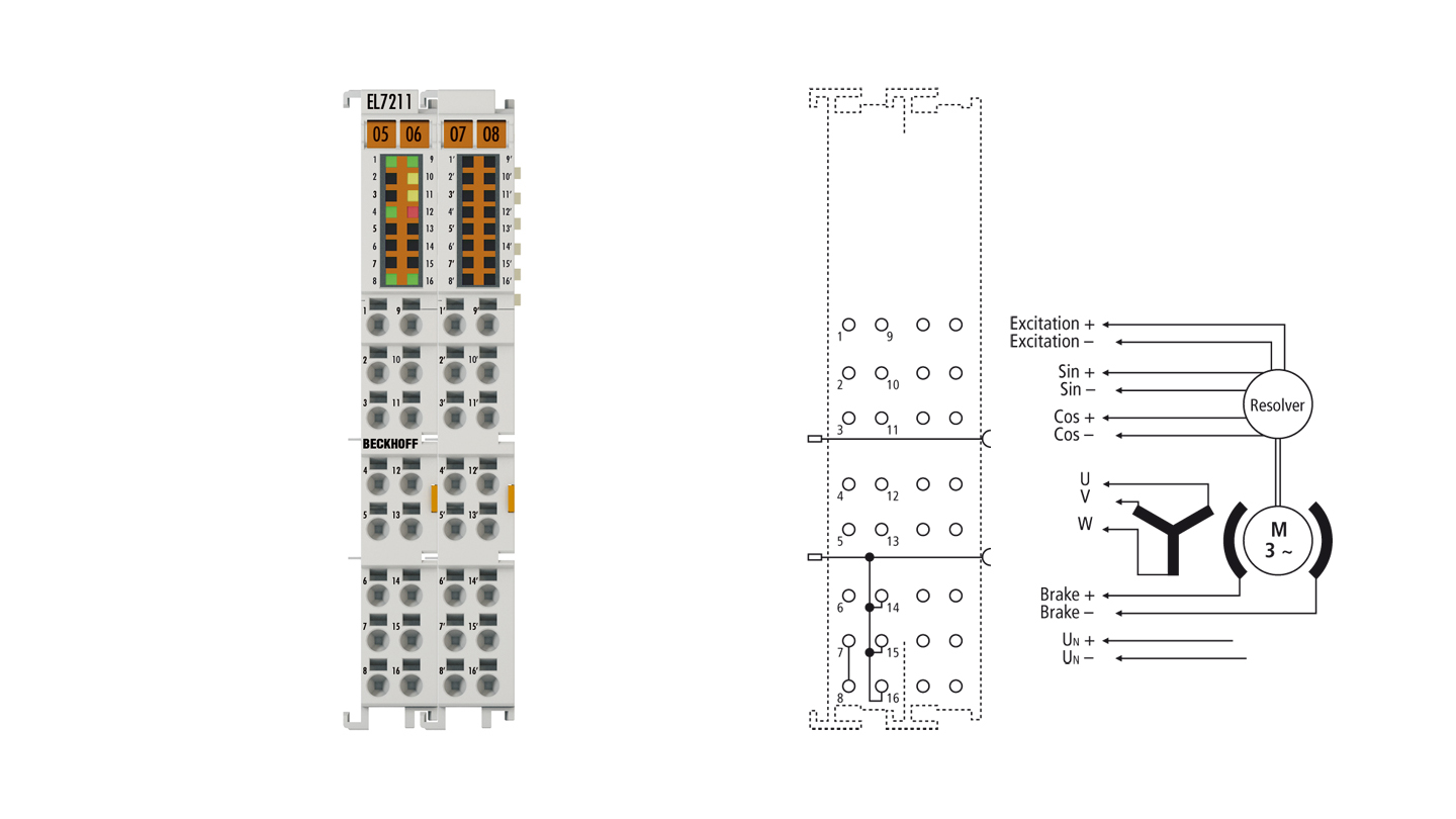 EL7211 | EtherCAT Terminal, 1-channel motion interface, servo motor, 48 V DC, 4.5 A, resolver
