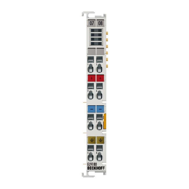 EL9180 | Potential distribution terminal, 2 x 24 V DC, 2 x 0 V DC, 2 x PE