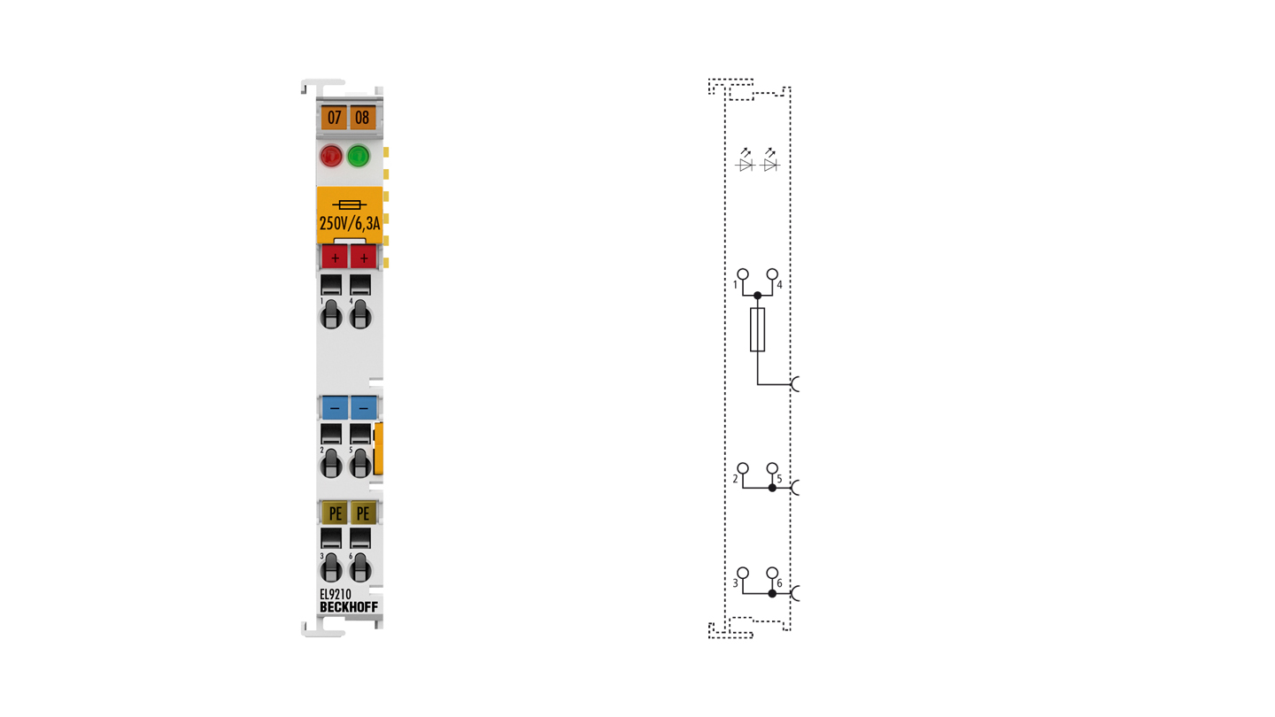 EL9210 | Potential supply terminal, 24 V DC, with diagnostics and fuse