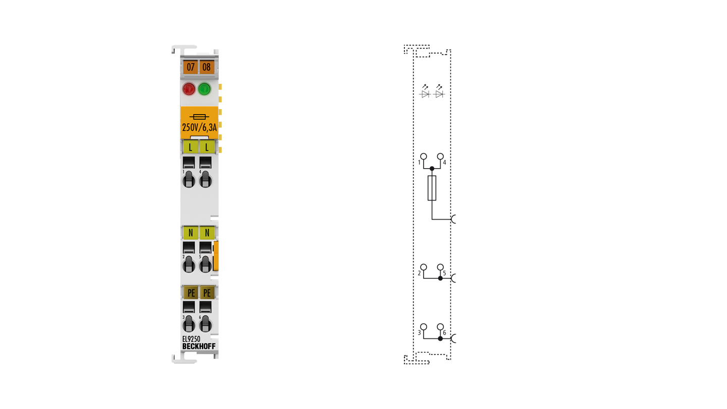 EL9250 | Potential supply terminal, 120…230 V AC, with fuse