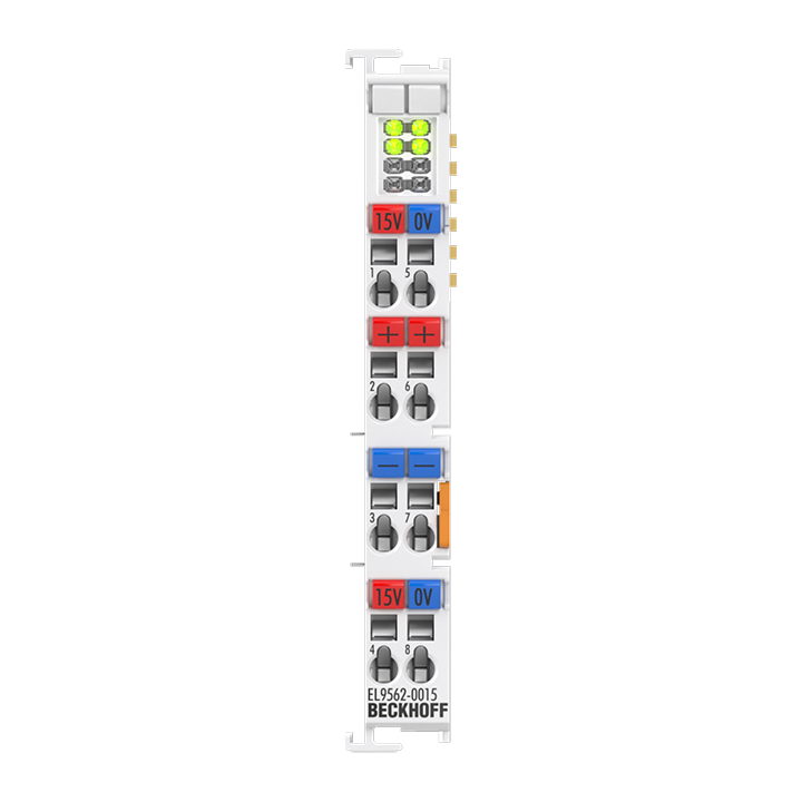 EL9562-0015 | EtherCAT Terminal, power supply, 24 V DC, 2 x output 15 V DC, 0.3 A, electrically isolated