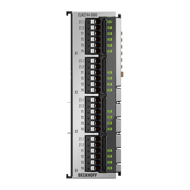 ELM2744-0000 | EtherCAT Terminal, 4-channel solid state relay output, multiplexer, 48 V AC/DC, 1 A, potential-free, 1 x 4