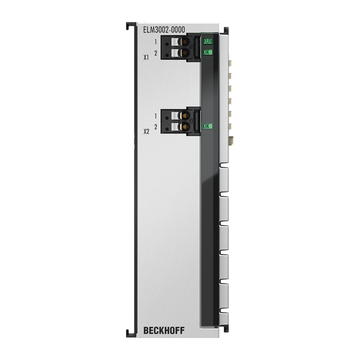 ELM3002-0000 | EtherCAT 端子模块，2 通道模拟量输入，±30 V…±20 mV 电压，24 位，20 ksps