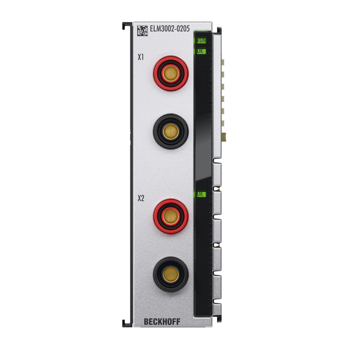 ELM3002-0205 | EtherCAT-Klemme, 2-Kanal-Analog-Eingang, Spannung, ±60 V…±1200 V, 24 Bit, 50 kSps, galvanisch getrennt, 4-mm-Buchse