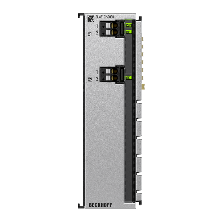 ELM3102-0030 | EtherCAT-Klemme, 2-Kanal-Analog-Eingang, Strom, ±20 mA, 24 Bit, 20 kSps, extern kalibriert