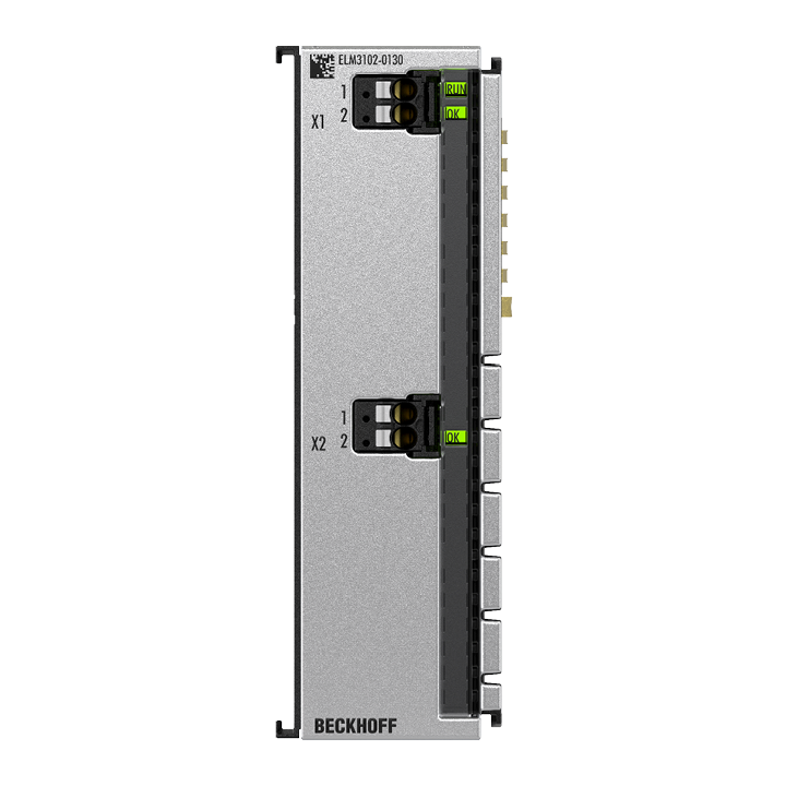 ELM3102-0130 | EtherCAT-Klemme, 2-Kanal-Analog-Eingang, Multifunktion, ±60 V, ±20 mA, 24 Bit, 20 kSps, galvanisch getrennt, extern kalibriert