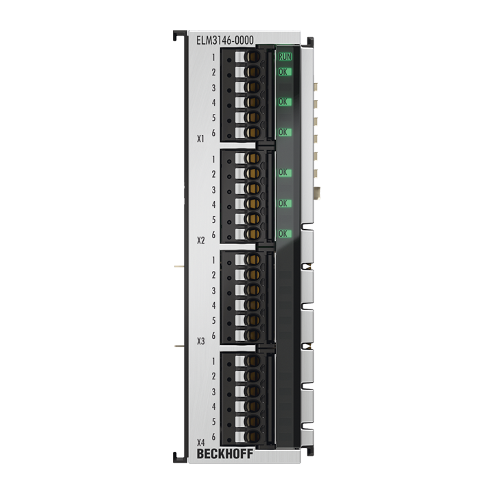 ELM3146-0000 | EtherCAT 端子模块，6 通道模拟量输入，多功能，±10…±1.25 V，±20 mA，24 位，1 ksps