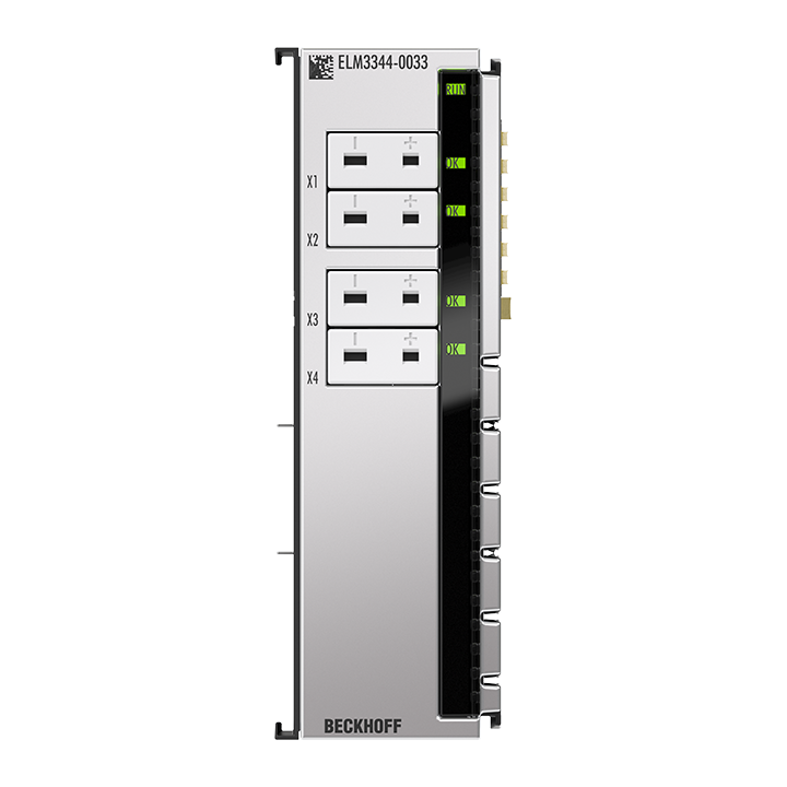 ELM3344-0033 | EtherCAT Terminal, 4-channel analog input, temperature, thermocouple, 24 bit, high-precision, 1 ksps, Mini-TC universal, externally calibrated