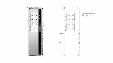 ELM3344-0033 | EtherCAT Terminal, 4-channel analog input, temperature, thermocouple, 24 bit, high-precision, 1 ksps, Mini-TC universal, externally calibrated